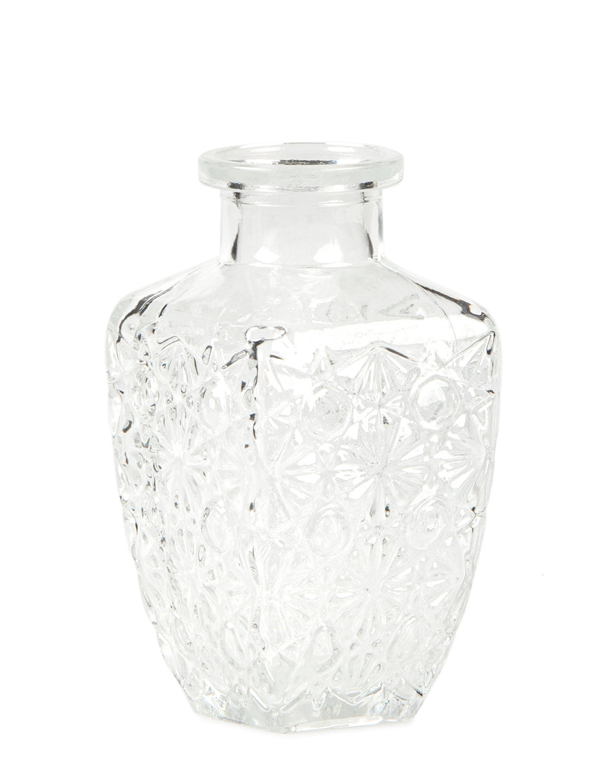 Vase gravure ancienne verre carré 6,5 x 12,5 cm - 250 ml