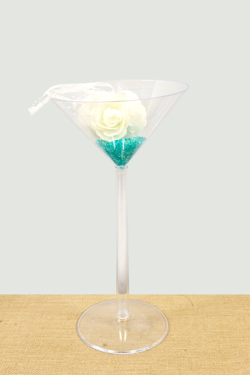 Vase sur pied maxi coupe à martini en plastique 46 cm réutilisable