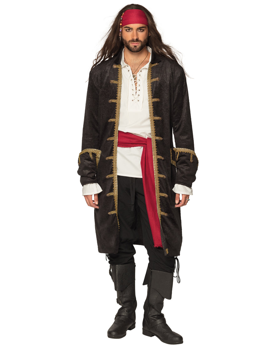 Veste de capitaine pirate noir et or homme