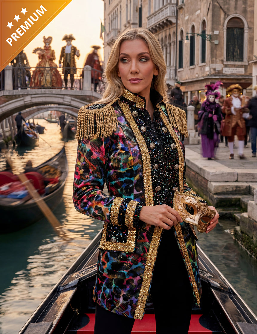 Veste de carnaval femme haut de gamme couleurs fluo
