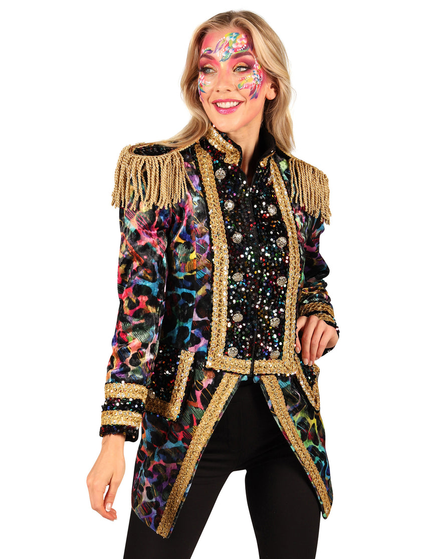 Veste de carnaval femme haut de gamme couleurs fluo