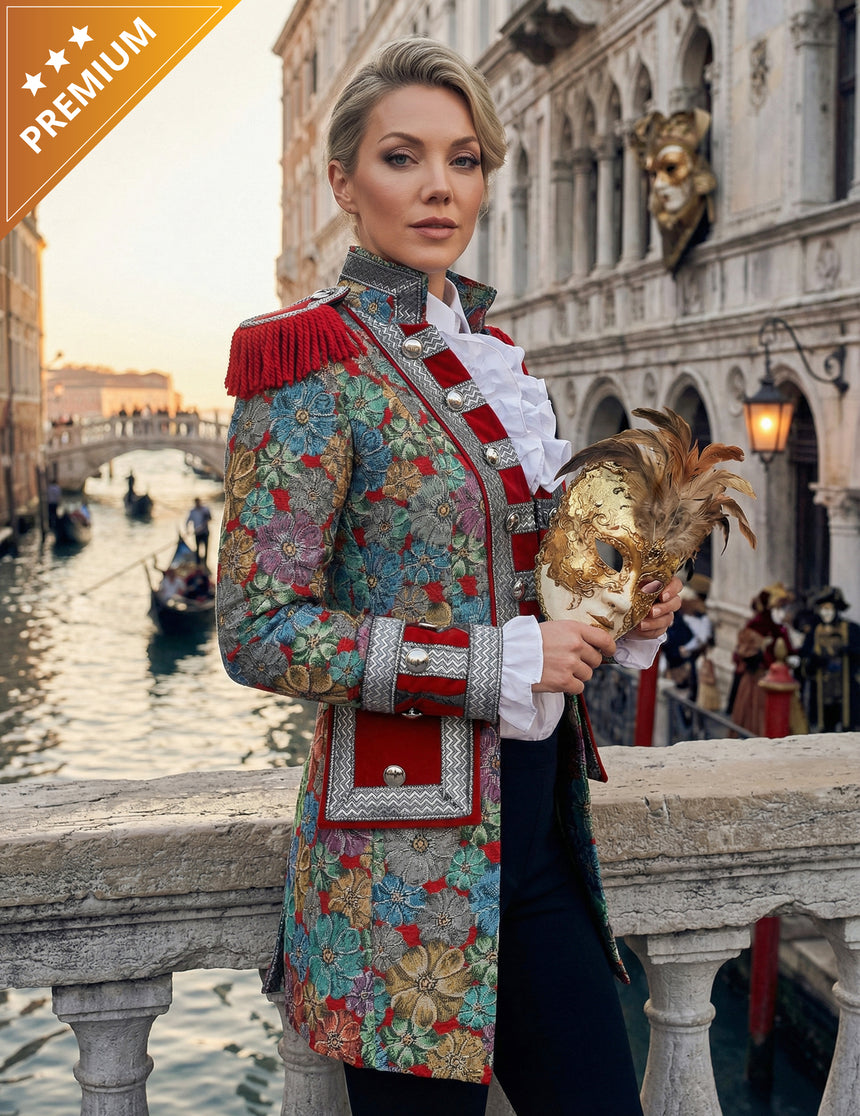 Veste de carnaval femme motif floral haut de gamme