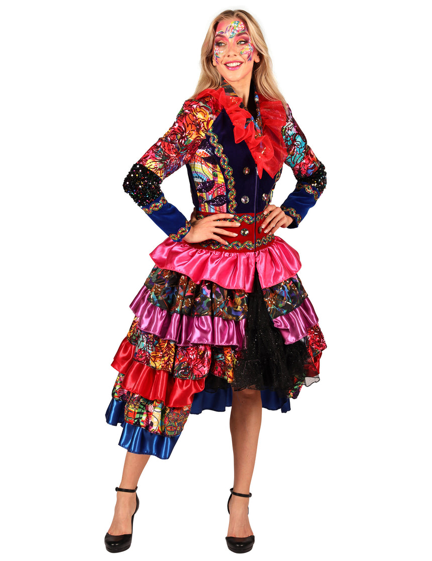 Veste longue femme style Fiesta Carnavale multicolore haut de gamme