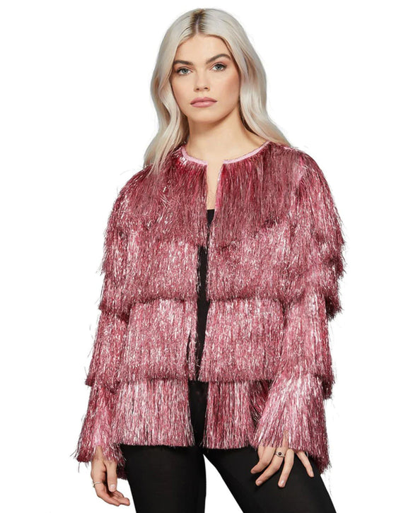 Veste de festival à franges rose