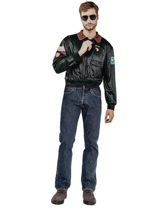 Veste de pilote d'avion noire adulte