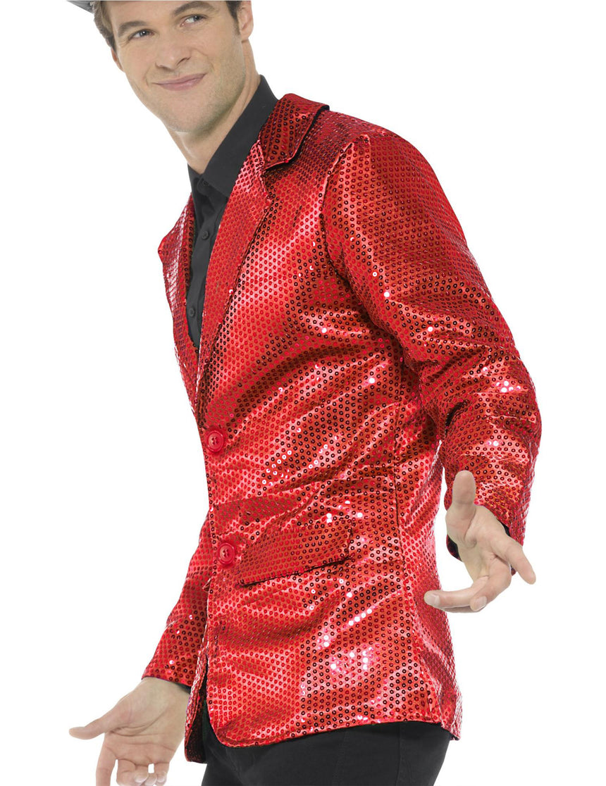 Veste disco rouge à sequins luxe homme