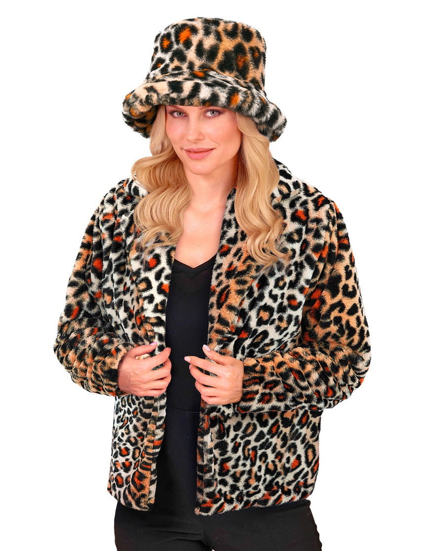 Veste en peluche léopard femme