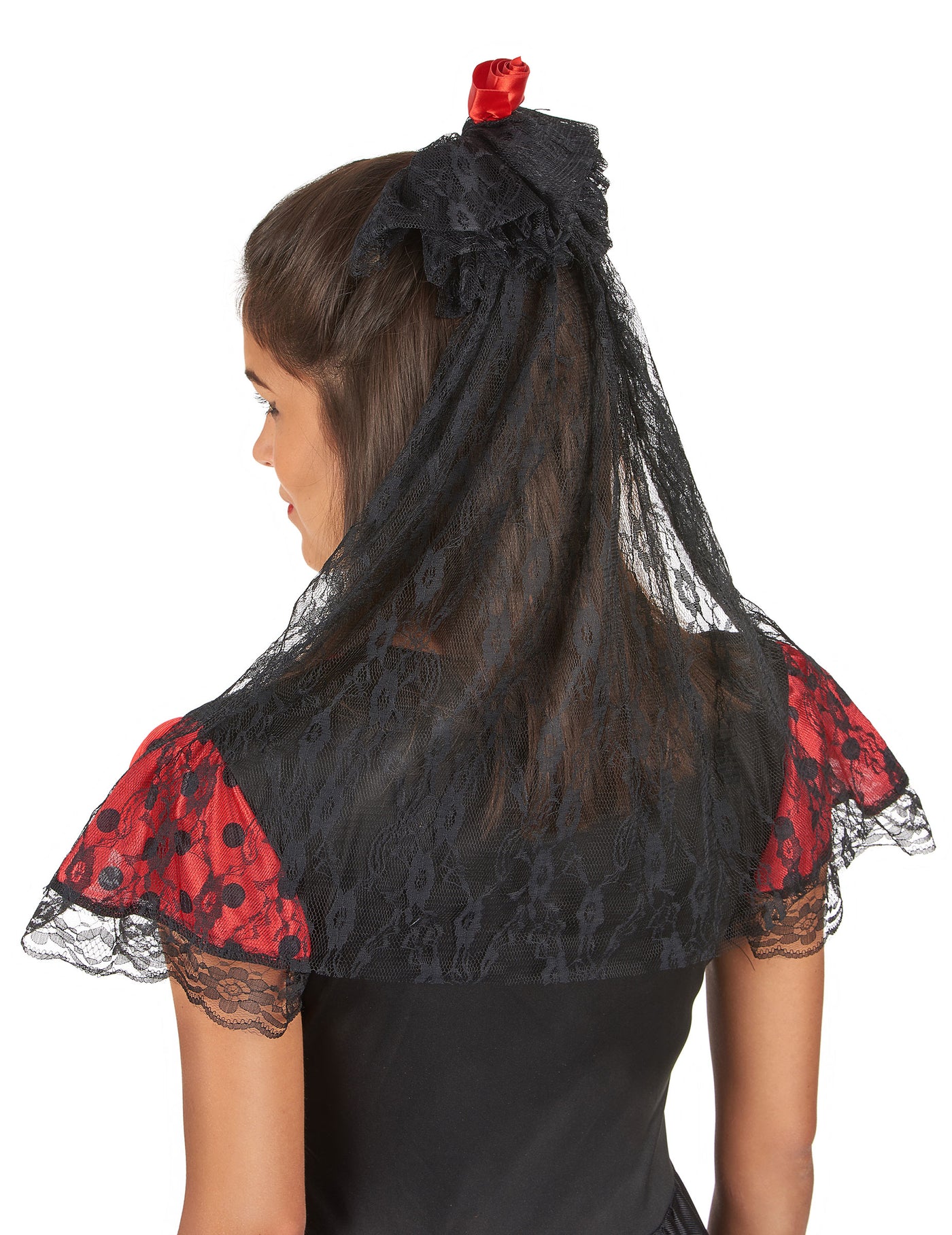 Voile avec rose rouge espagnole femme