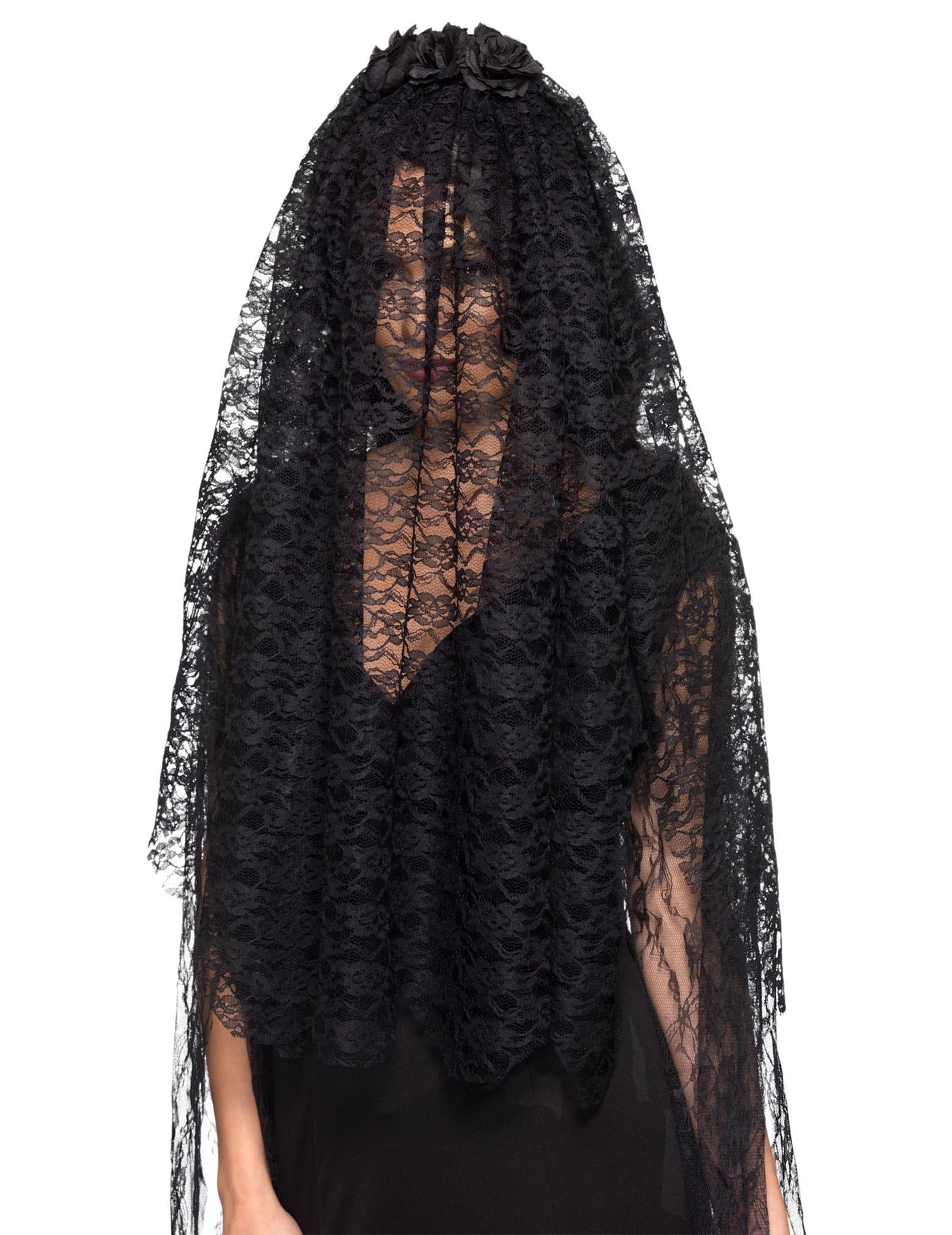 Voile long veuve noire adulte