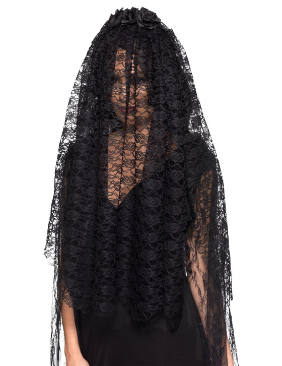 Voile long veuve noire adulte