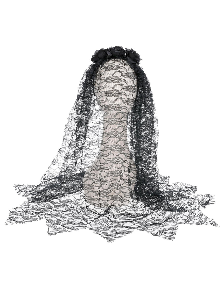 Voile long veuve noire adulte